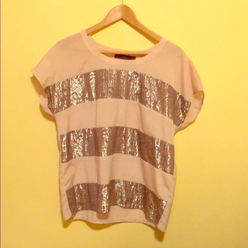 Limited Stripe Top in Gold and Taupe